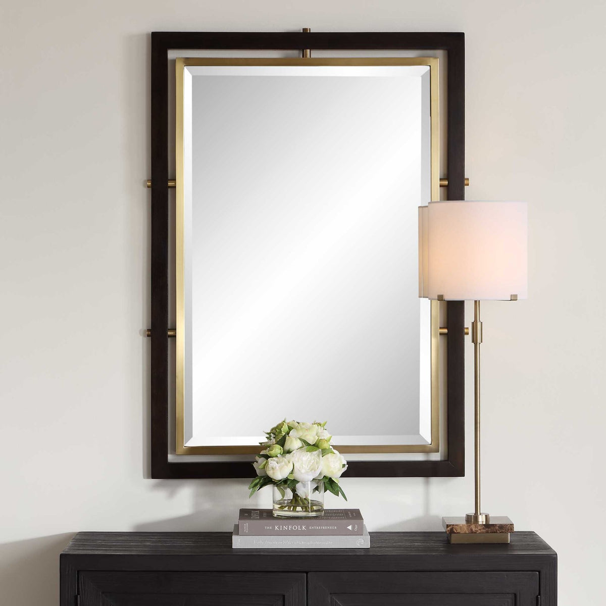 Bach Walnut & Brass Rectangle Mirror Mirrors| Uttermost