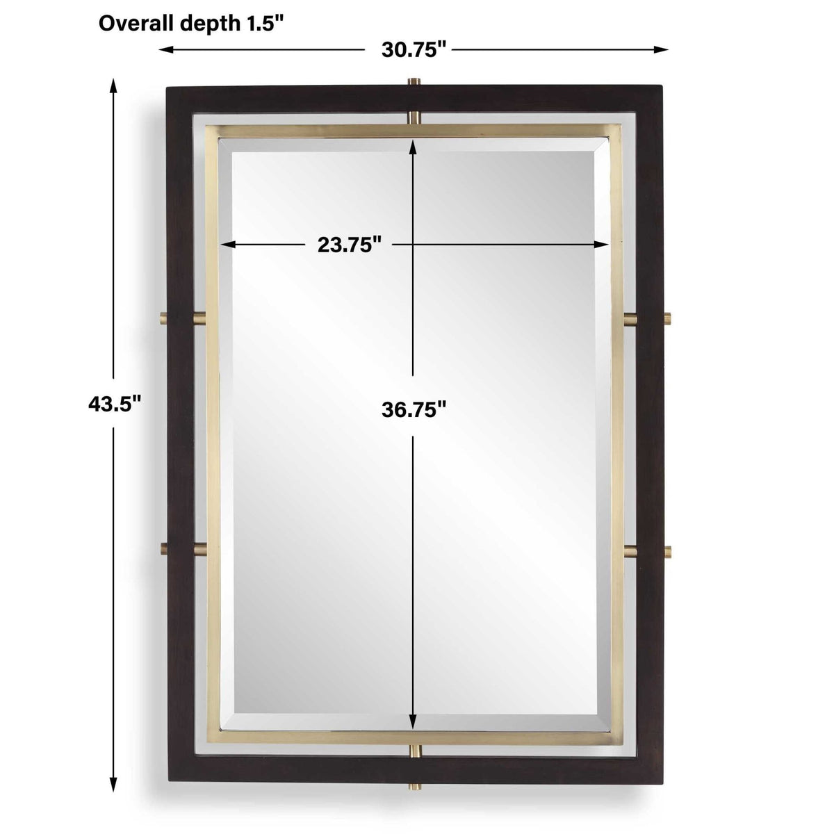 Bach Walnut & Brass Rectangle Mirror Mirrors| Uttermost