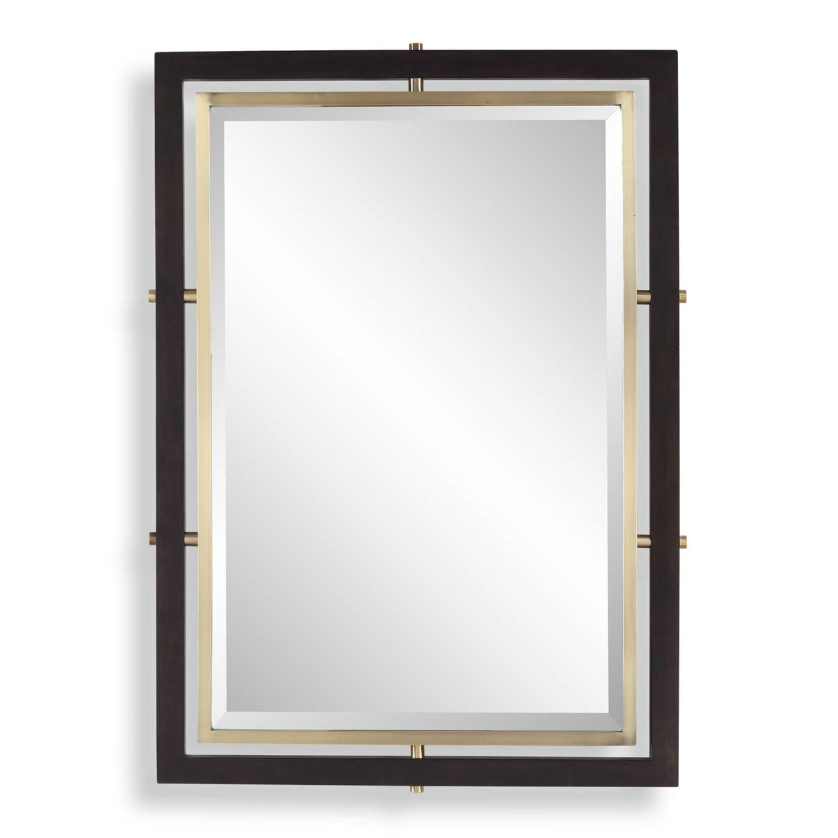 Bach Walnut & Brass Rectangle Mirror Mirrors| Uttermost