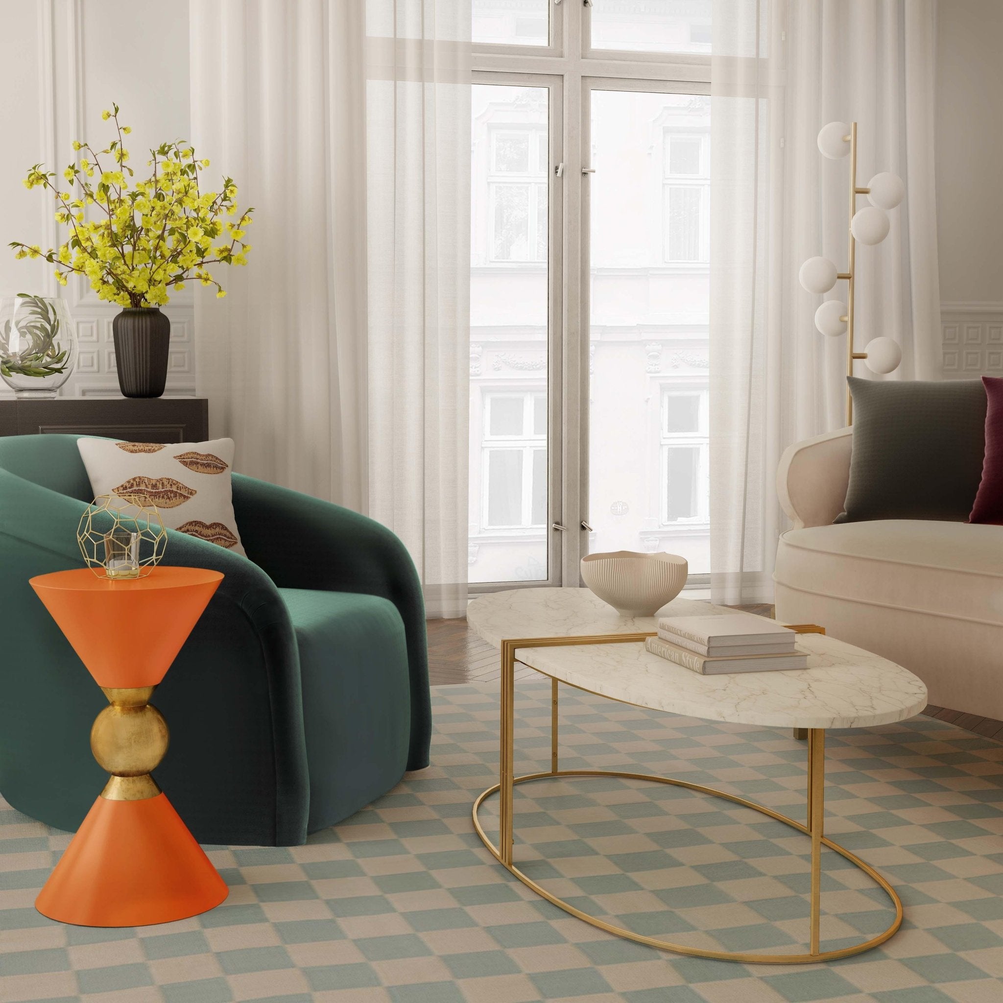 Balhi Orange Side Table Accent & End Tables| TOV