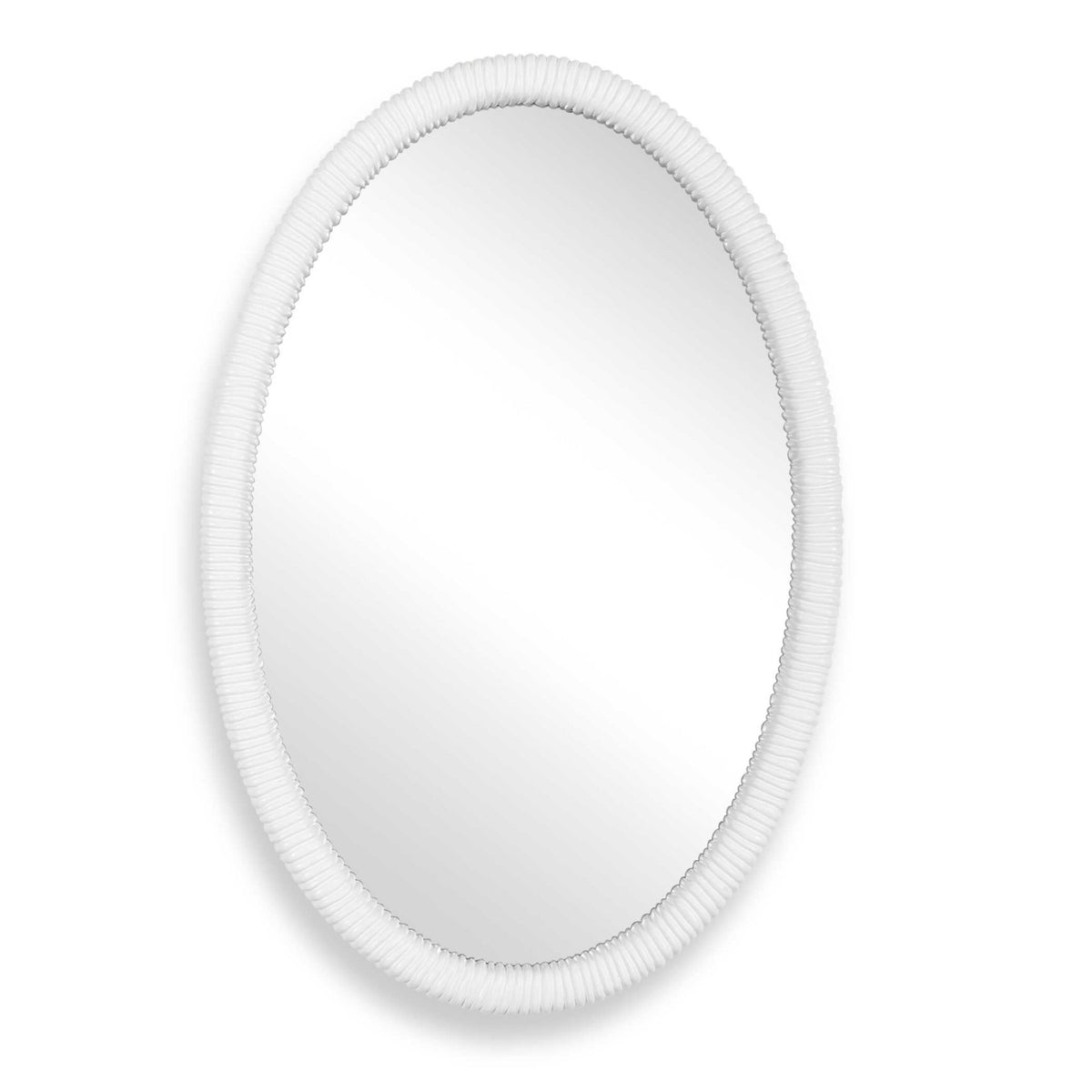 Bali White Ribbed Oval Mirror Mirrors| Uttermost
