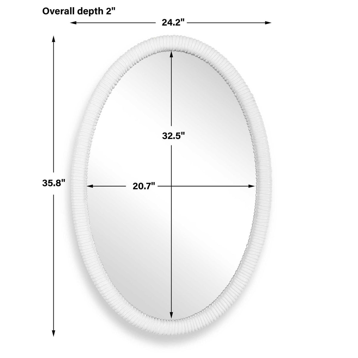 Bali White Ribbed Oval Mirror Mirrors| Uttermost