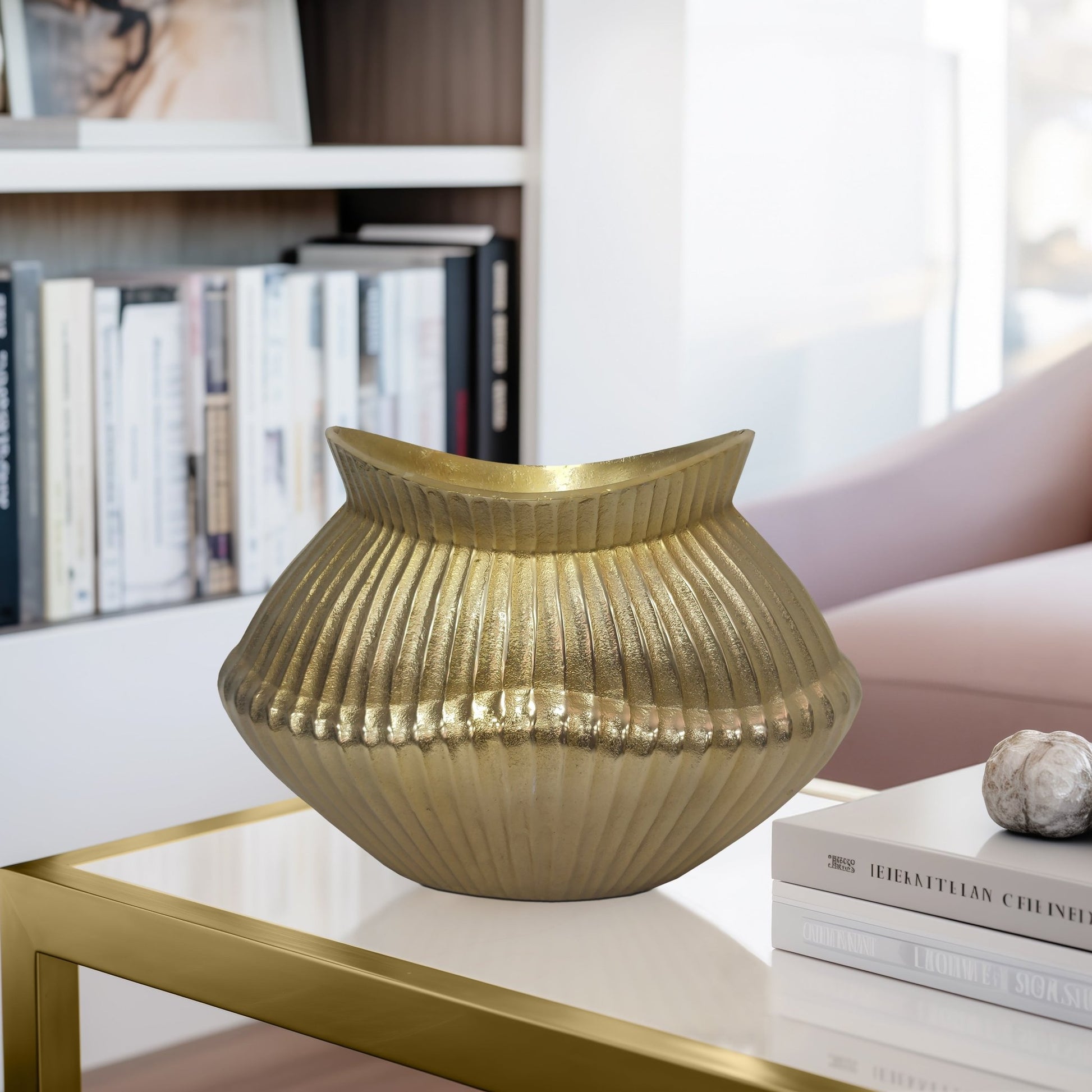 Balina Metal Boat Shaped Vase, Gold Vases and Jars| Sagebrook Home
