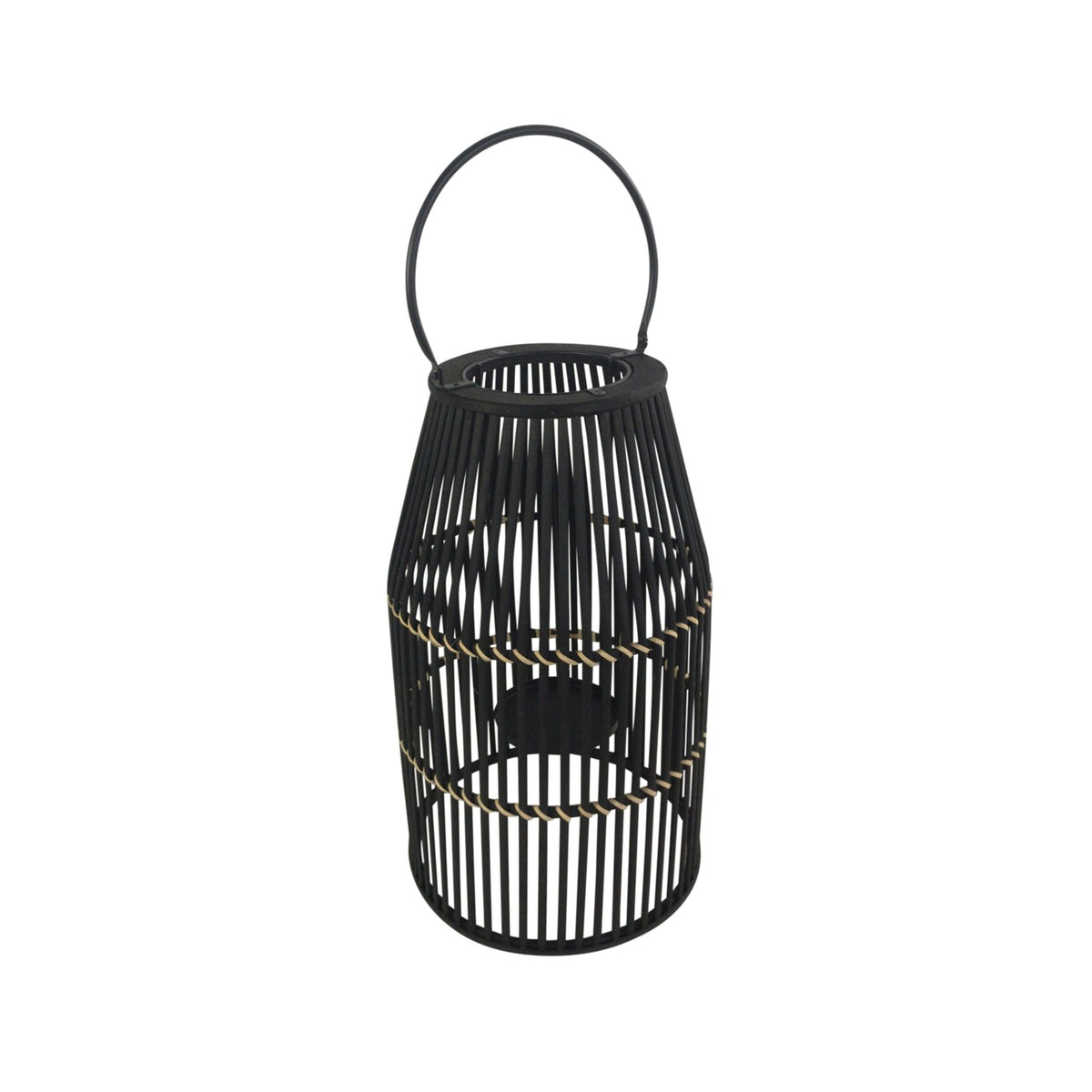 BAMBOO 17" LANTERN, BLACK Candle Holders| Sagebrook Home