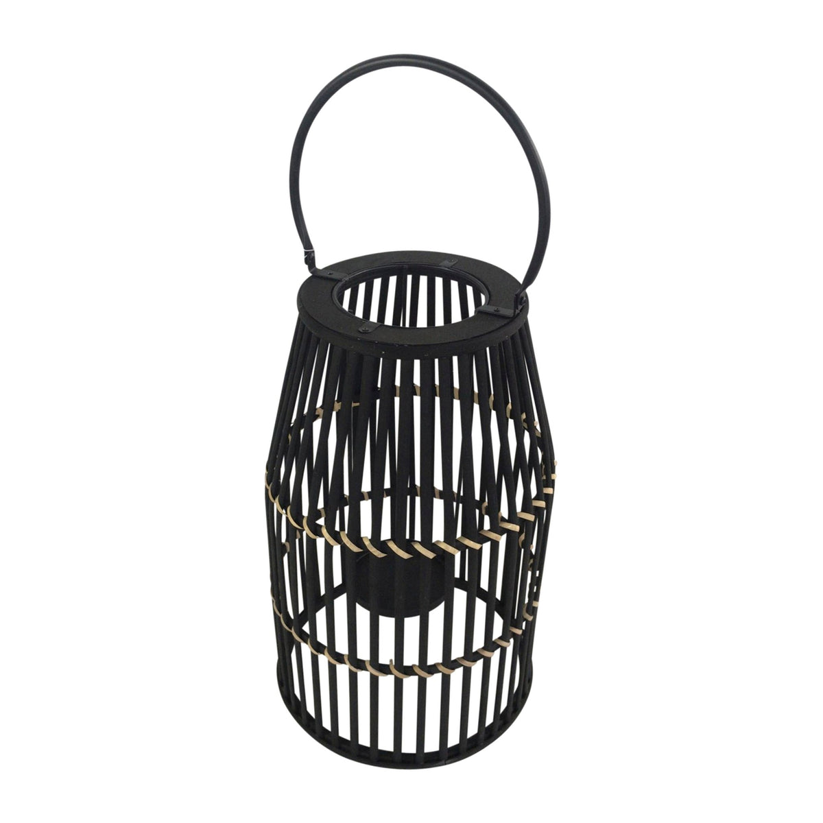 BAMBOO 20" LANTERN, BLACK Candle Holders| Sagebrook Home