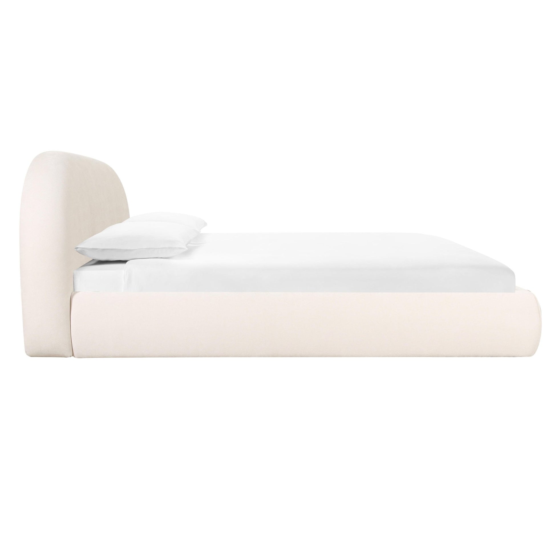 Bara Cream Textured Velvet King Bed Beds| TOV