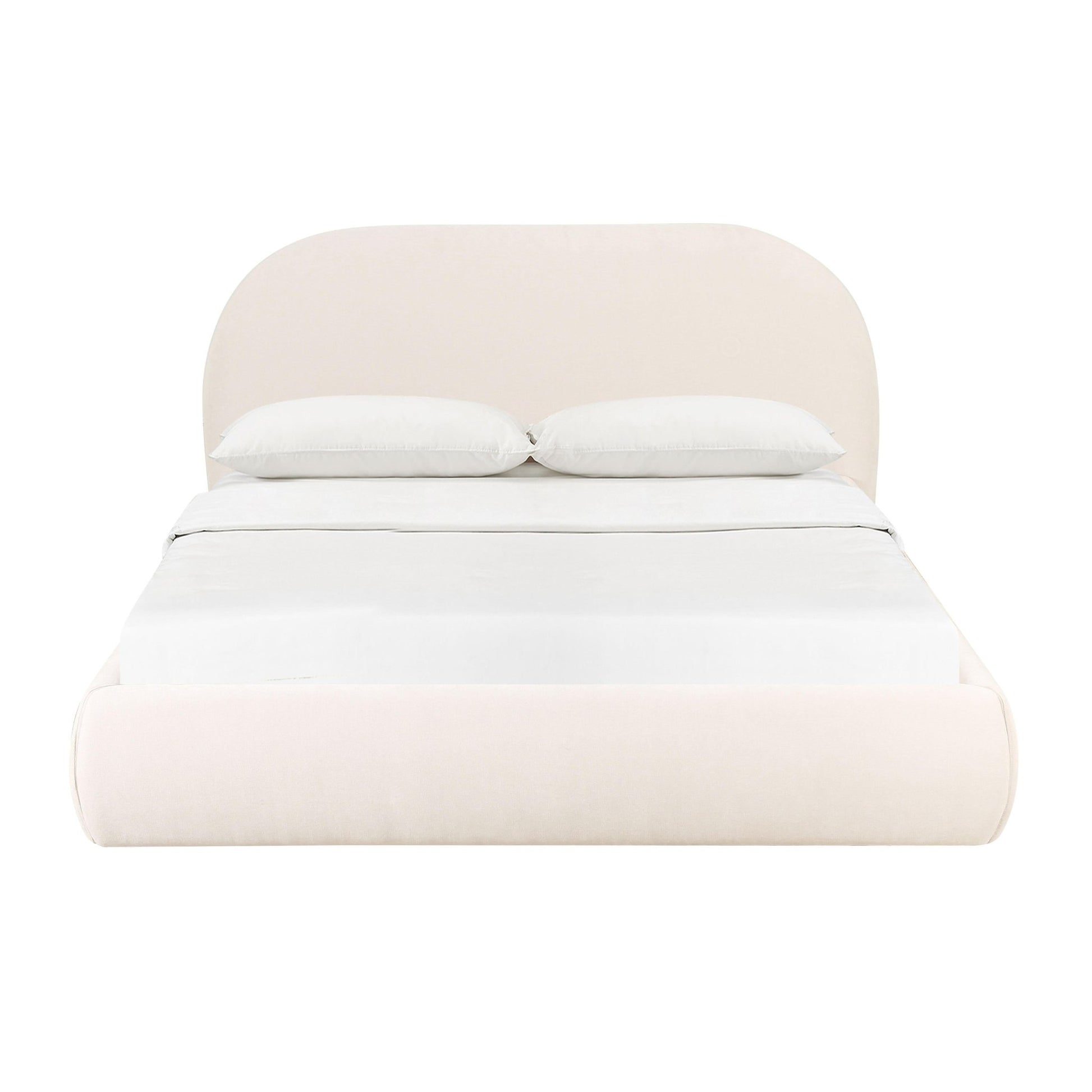 Bara Cream Textured Velvet King Bed Beds| TOV