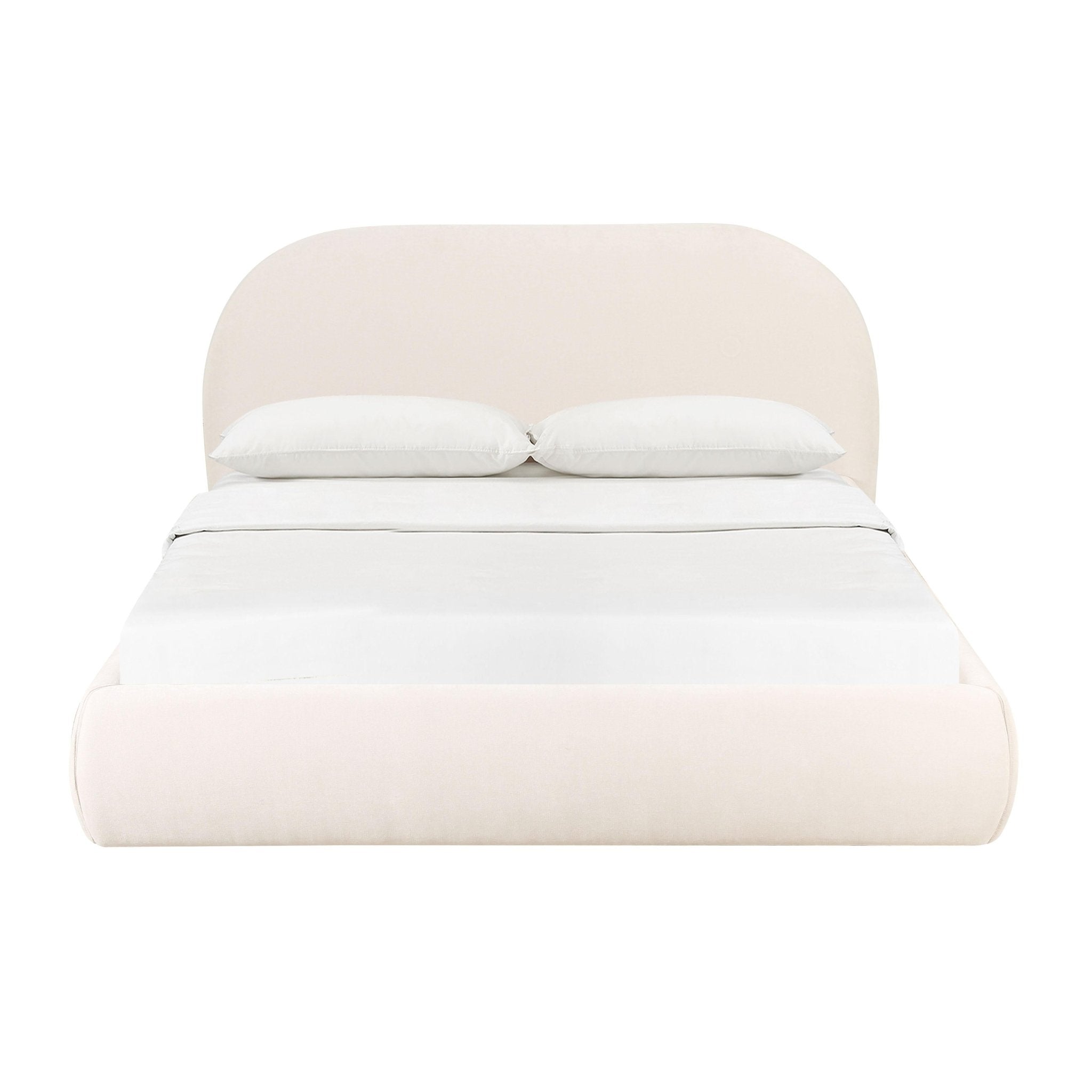 Bara Cream Textured Velvet King Bed Beds| TOV