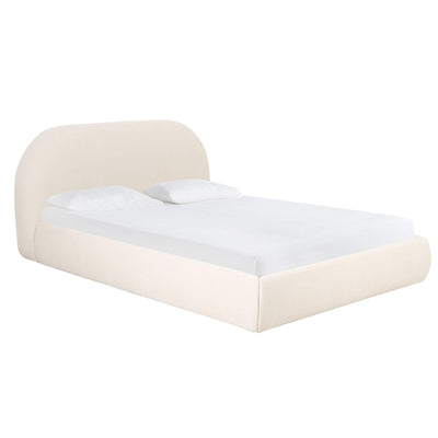 Bara Cream Textured Velvet King Bed - Al Rugaib Furniture