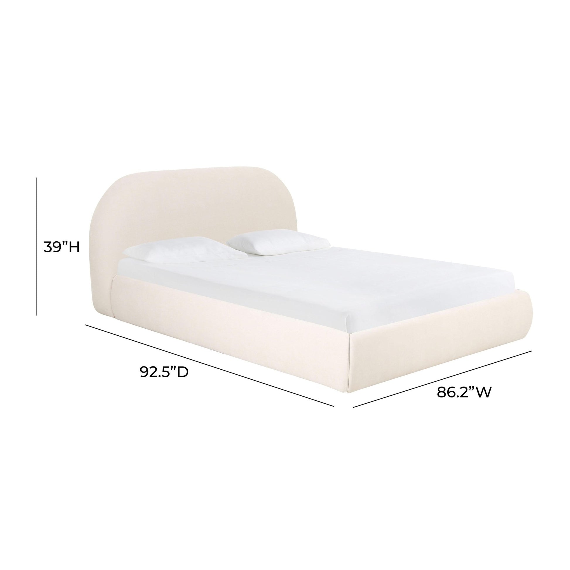 Bara Cream Textured Velvet King Bed Beds| TOV