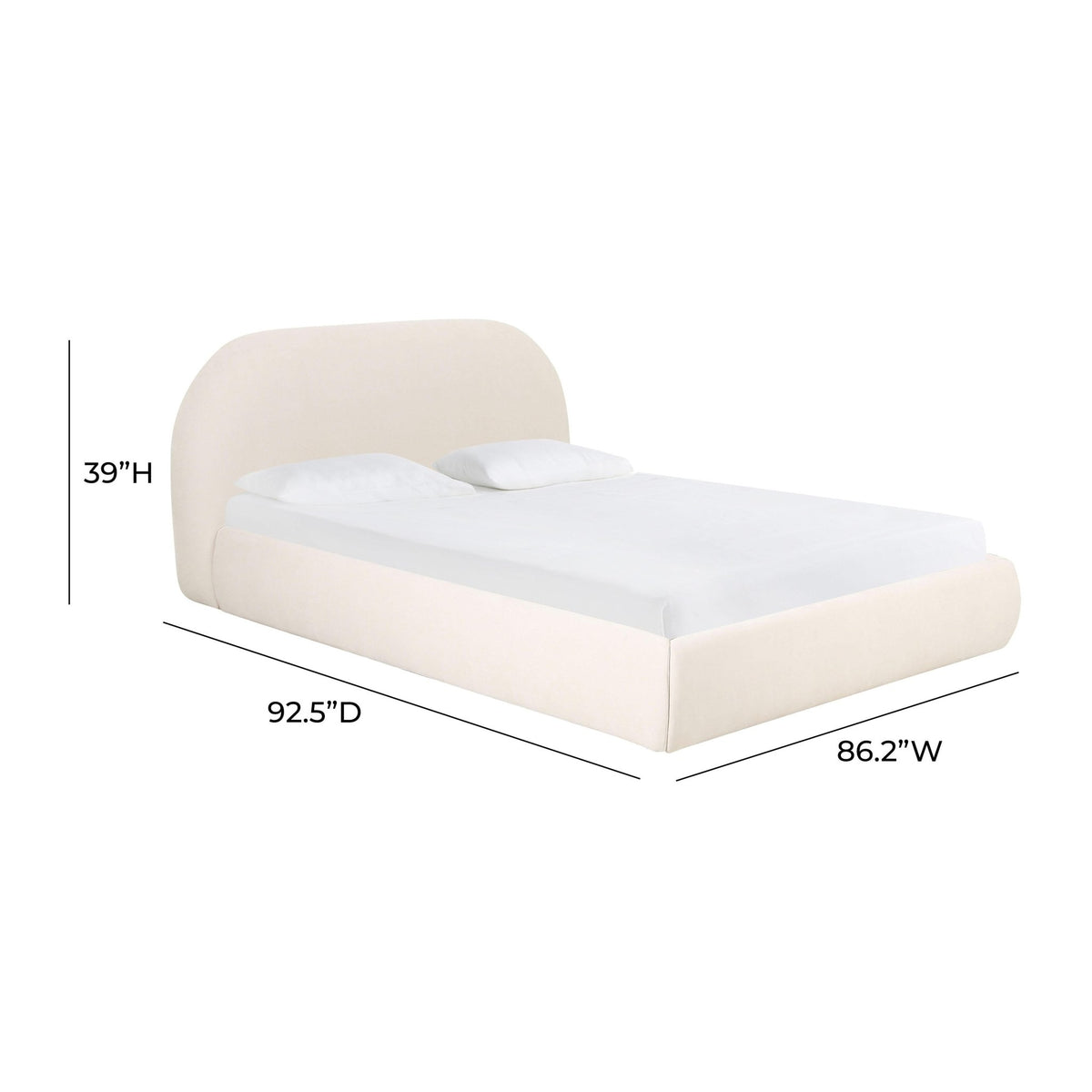 Bara Cream Textured Velvet King Bed Beds| TOV