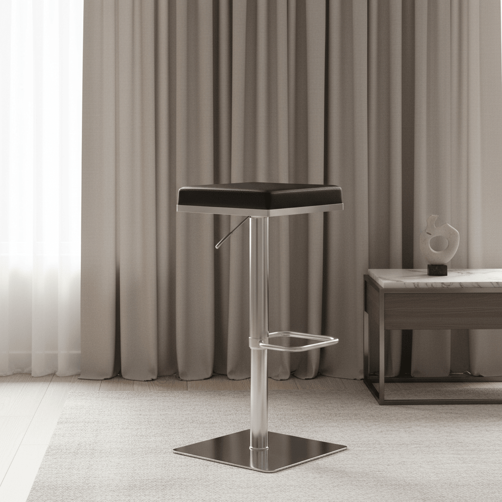 Bari Black Stainless Steel Adjustable Barstool Counter Stools| TOV