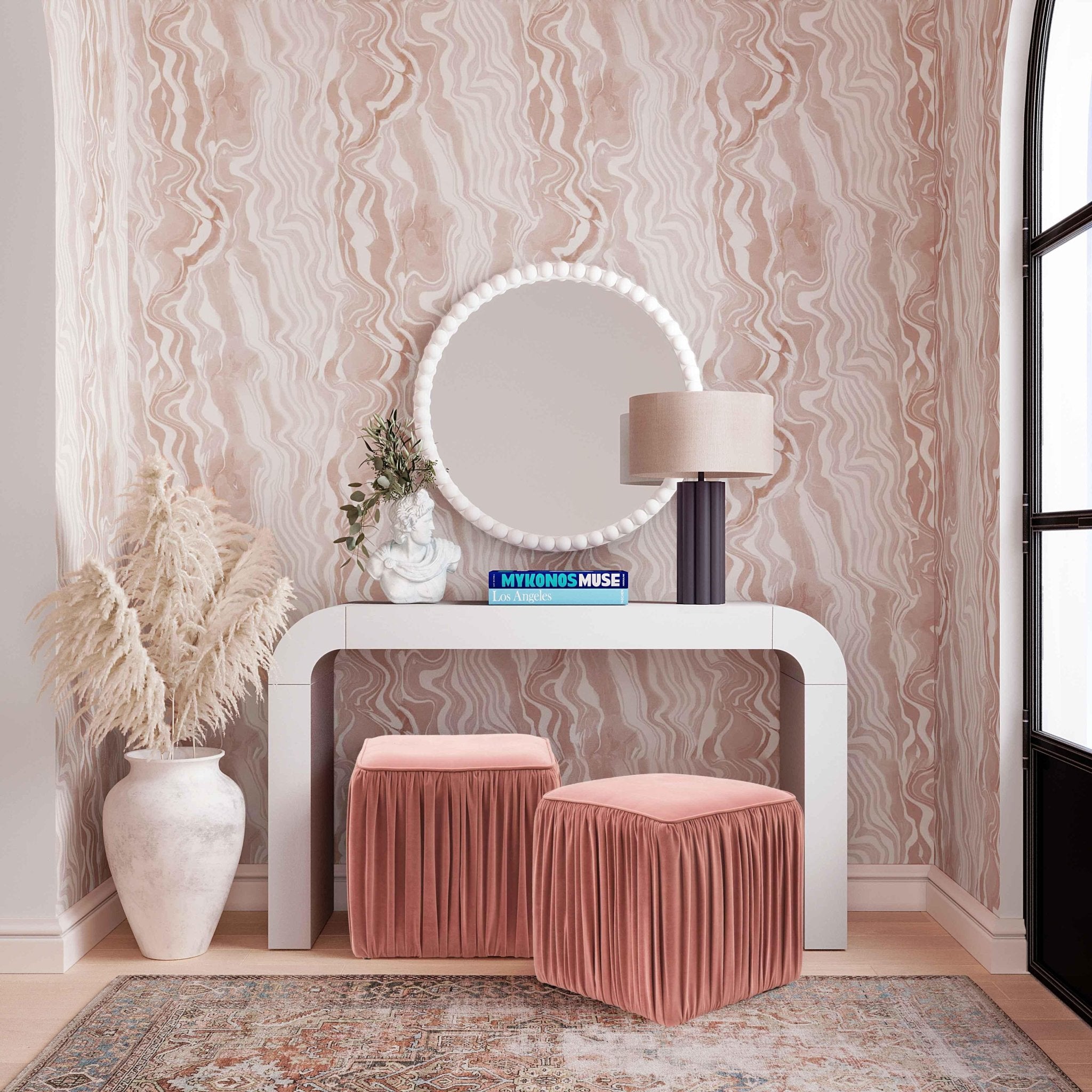 Baria White Wooden Mirror Mirrors| TOV