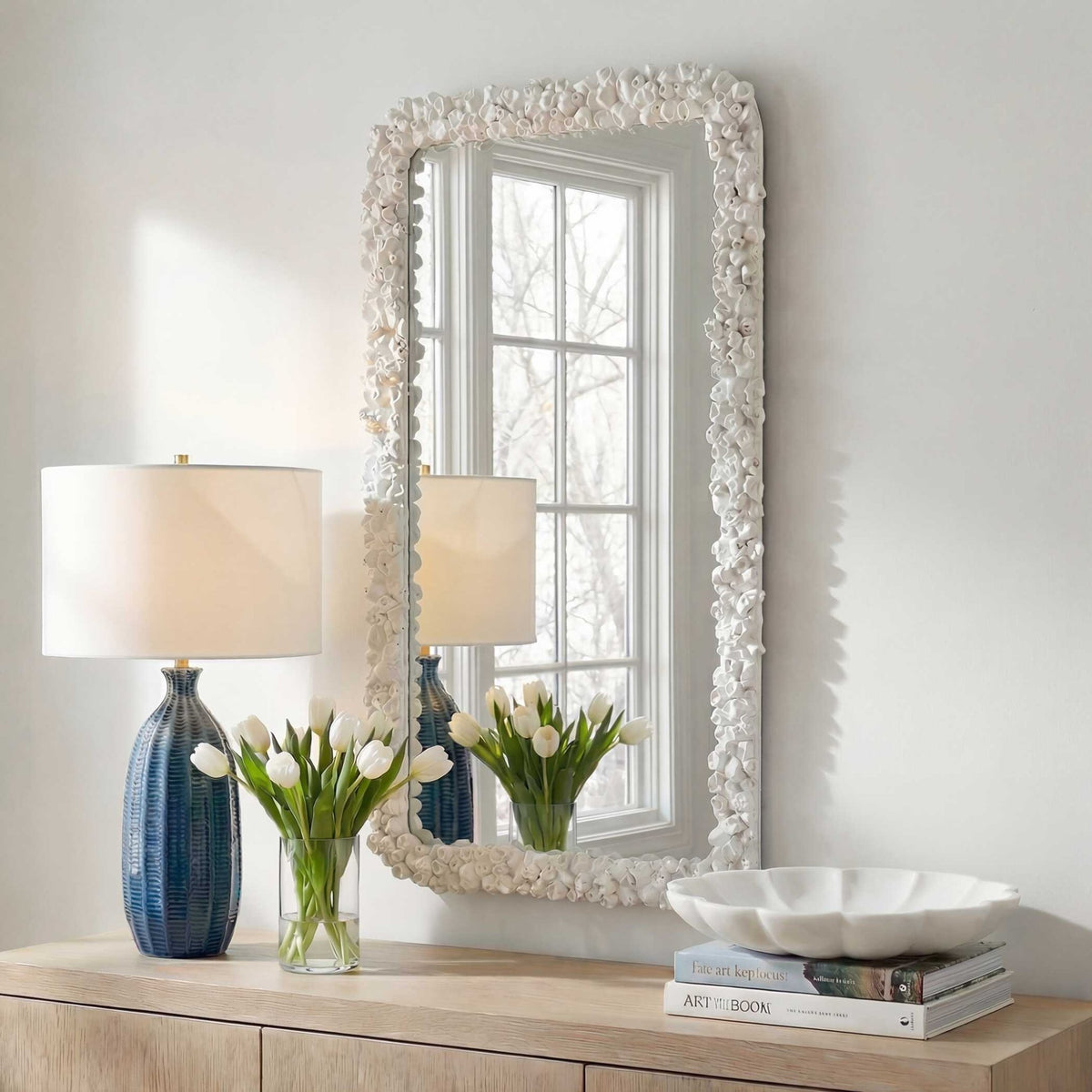 Barnacle Rectangular White Mirror Mirrors| Uttermost