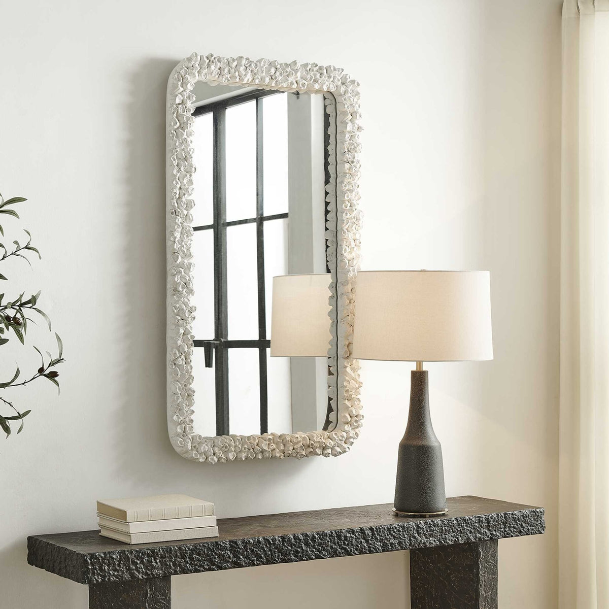 Barnacle Rectangular White Mirror Mirrors| Uttermost