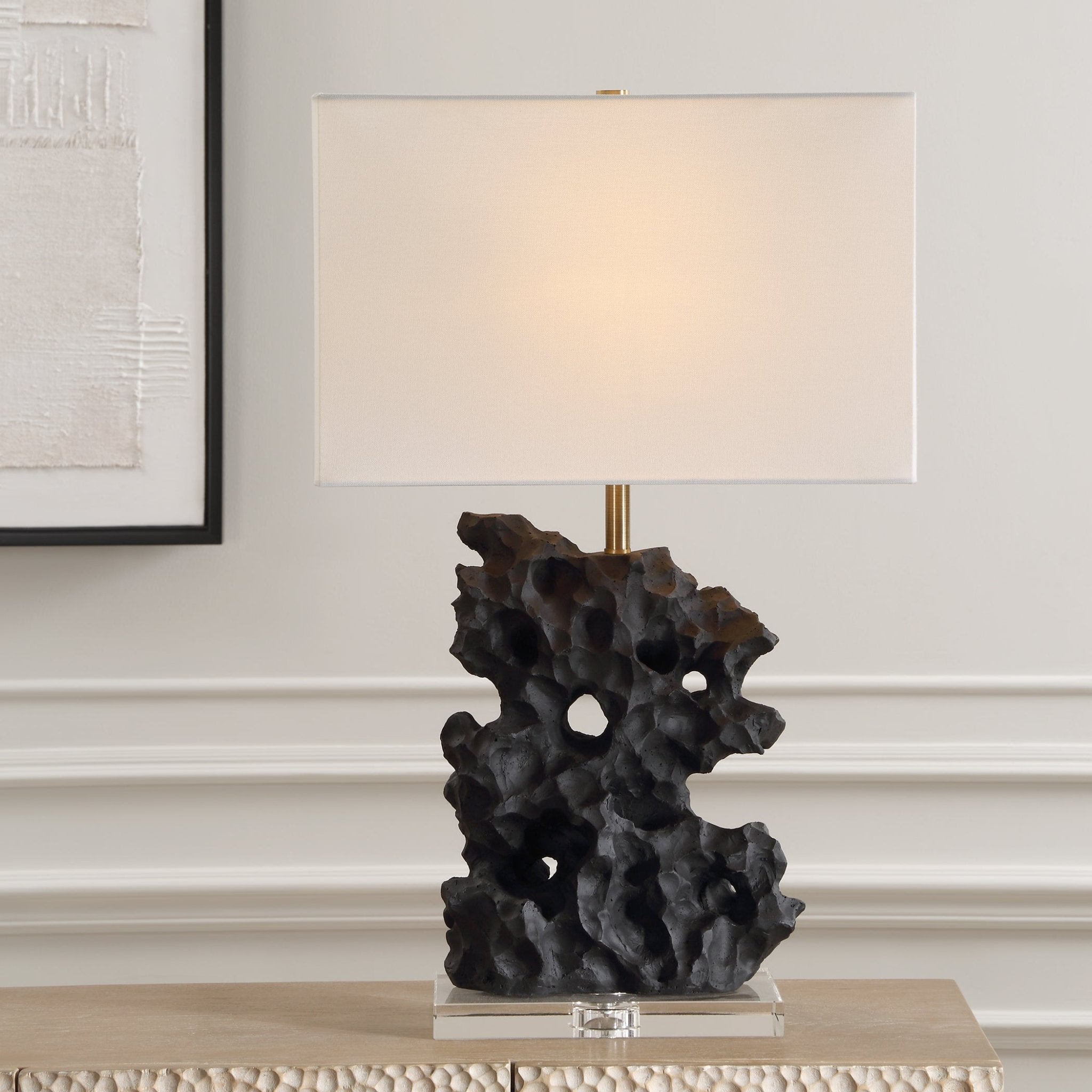 Basalt Black Stone Table Lamp Table Lamps| Uttermost