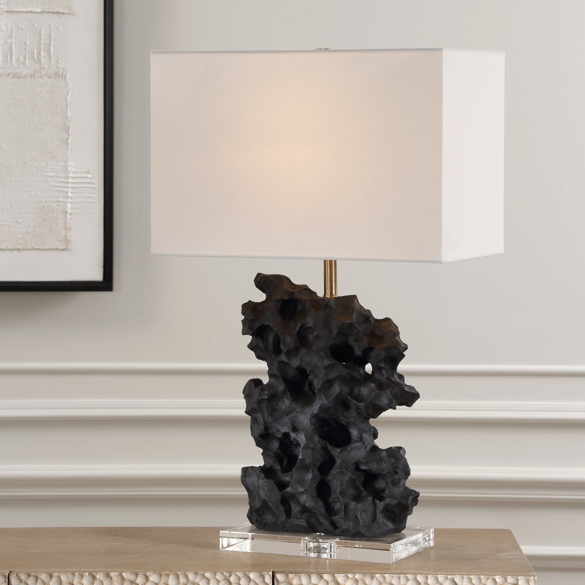 Basalt Black Stone Table Lamp Table Lamps| Uttermost