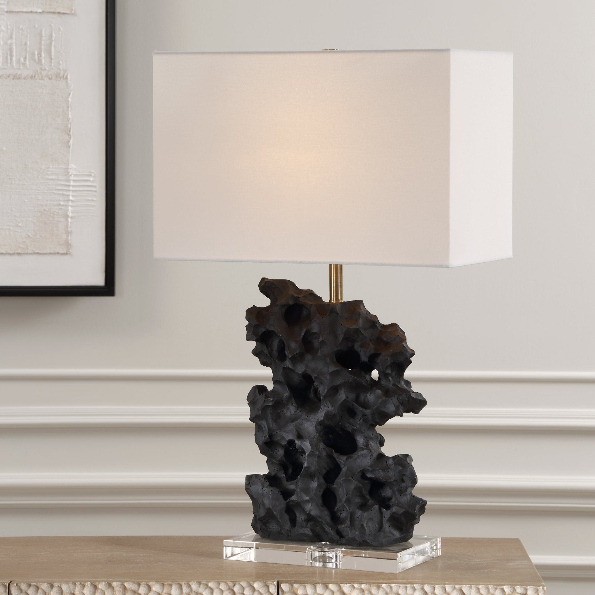 Basalt Black Stone Table Lamp Table Lamps| Uttermost
