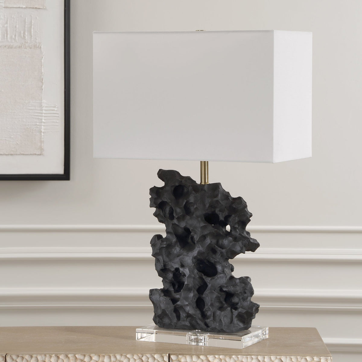Basalt Black Stone Table Lamp Table Lamps| Uttermost