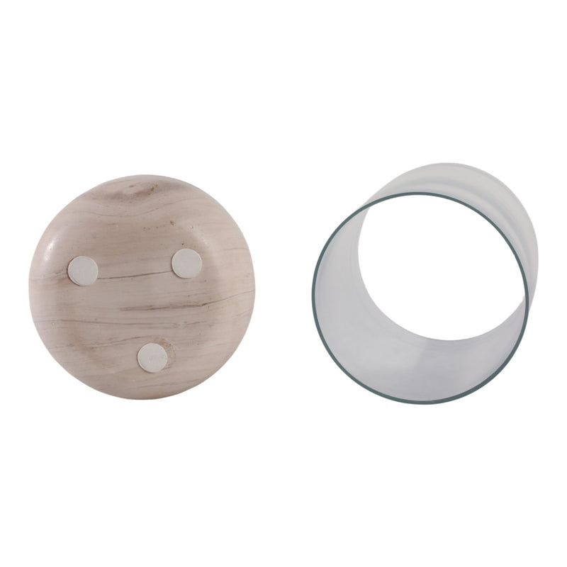 Bashan Medium Marble Candle Hurricane - Al Rugaib Furniture