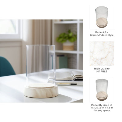 Bashan Medium Marble Candle Hurricane - Al Rugaib Furniture