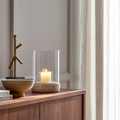 Bashan Small Marble Candle Hurricane - Al Rugaib Furniture