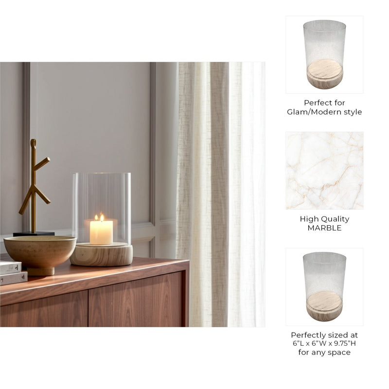 Bashan Small Marble Candle Hurricane - Al Rugaib Furniture