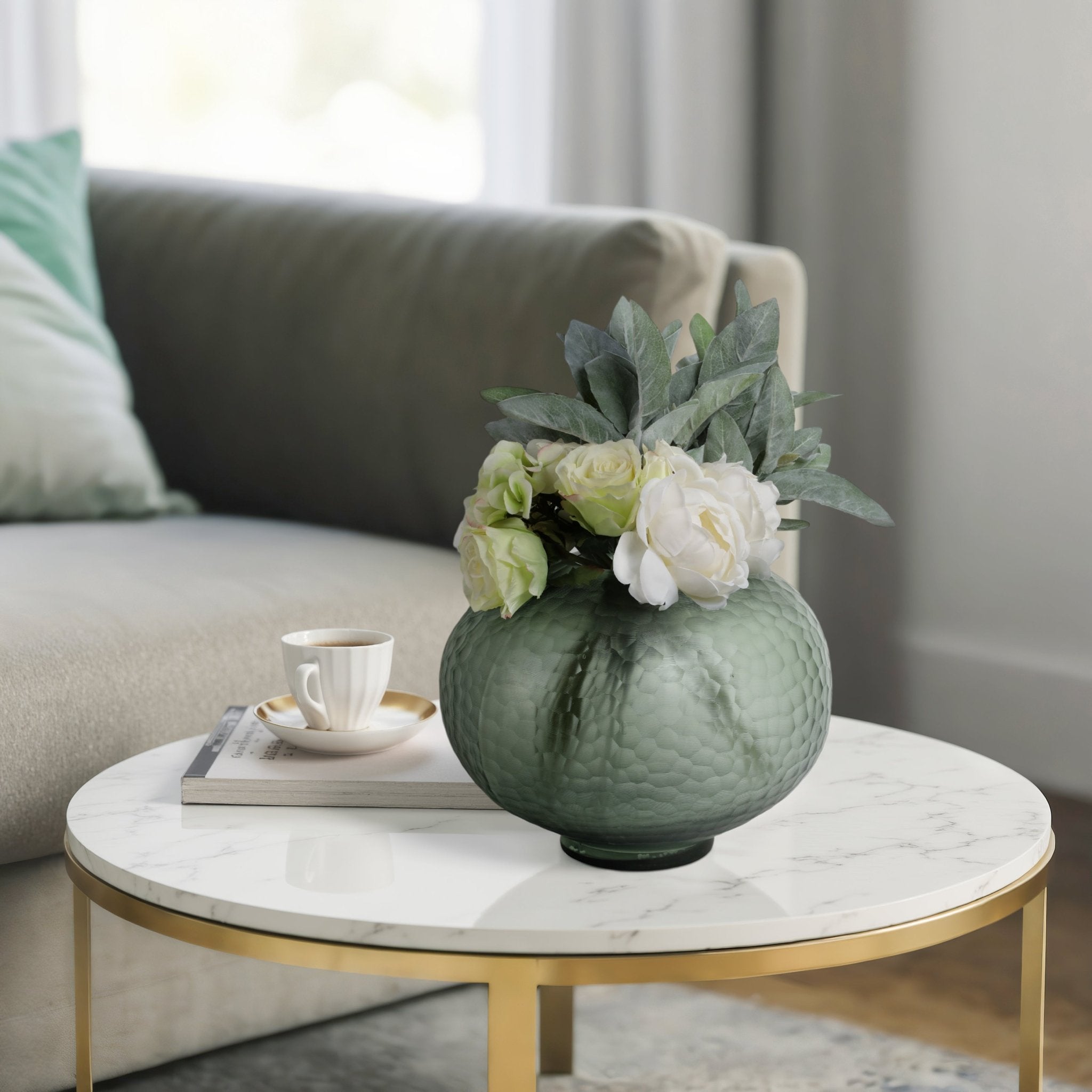Bastia Green Glass Vase Vases and Jars| Sagebrook Home