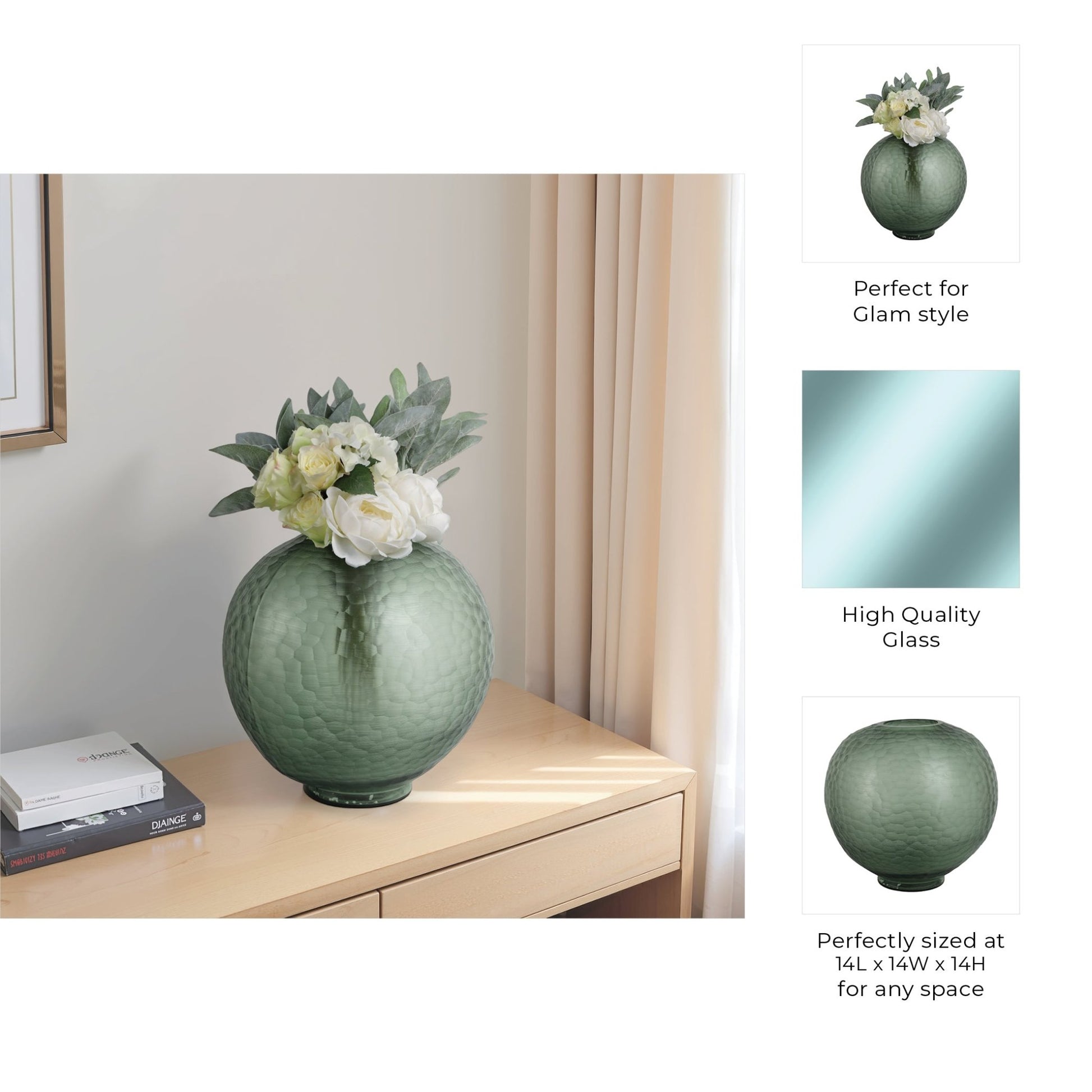 Bastia Green Glass Vase Vases and Jars| Sagebrook Home