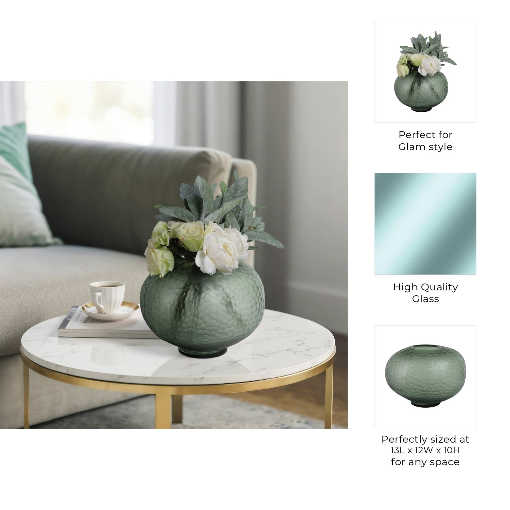 Bastia Green Glass Vase Vases and Jars| Sagebrook Home