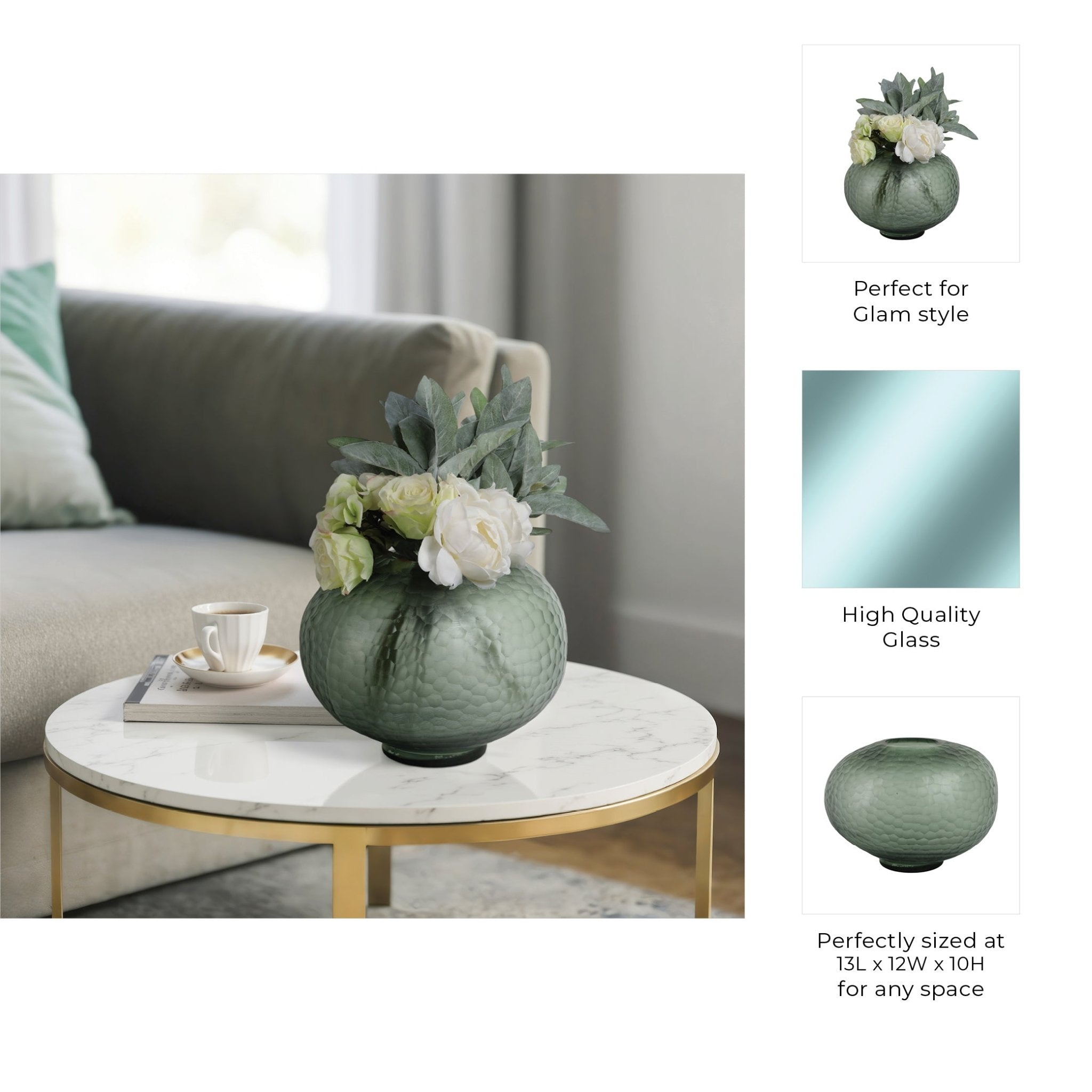 Bastia Green Glass Vase Vases and Jars| Sagebrook Home