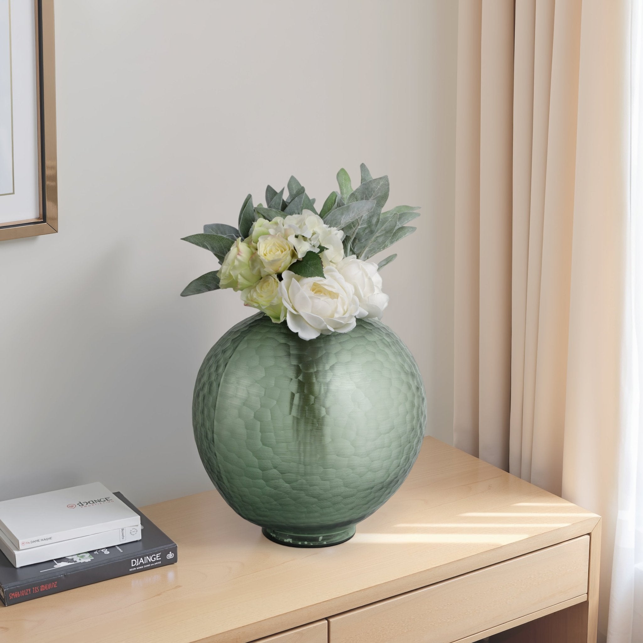 Bastia Green Glass Vase Vases and Jars| Sagebrook Home