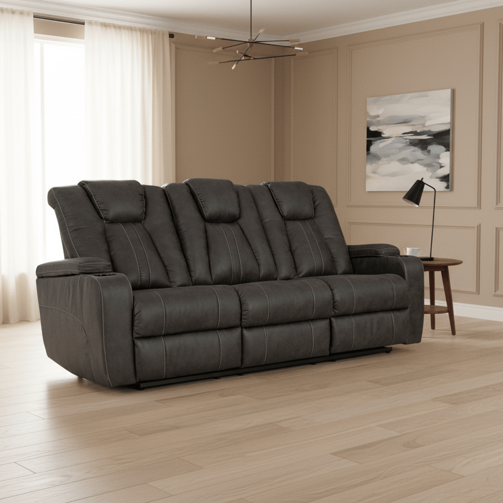 Batavia Pier Reclining Sofa w/ Drop Down Table Recliners| Ashley Homestore
