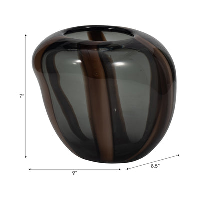 Bayle Small Brown Striped Glass Vase - Al Rugaib Furniture