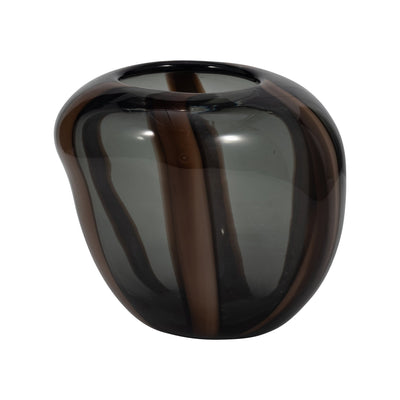 Bayle Small Brown Striped Glass Vase - Al Rugaib Furniture