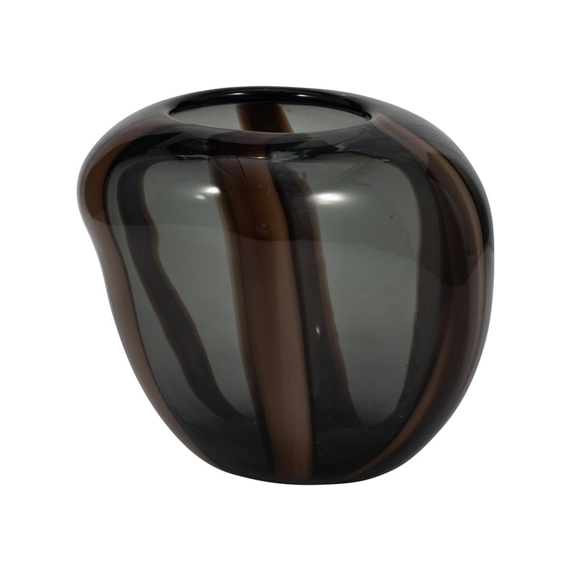 Bayle Small Brown Striped Glass Vase - Al Rugaib Furniture