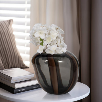 Bayle Small Brown Striped Glass Vase - Al Rugaib Furniture