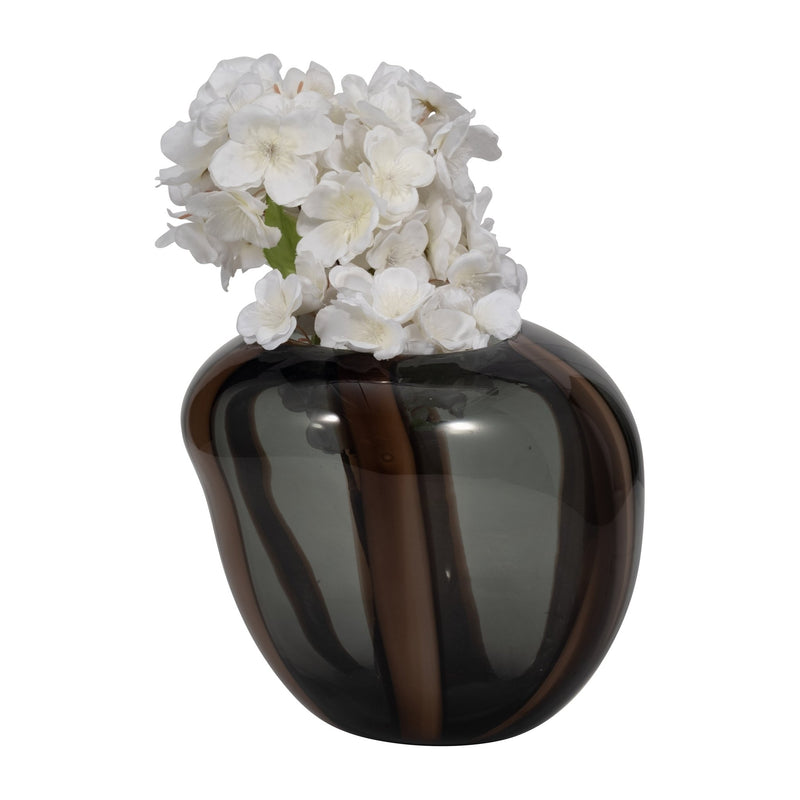 Bayle Small Brown Striped Glass Vase - Al Rugaib Furniture