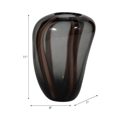 Bayle Small Brown Striped Glass Vase - Al Rugaib Furniture