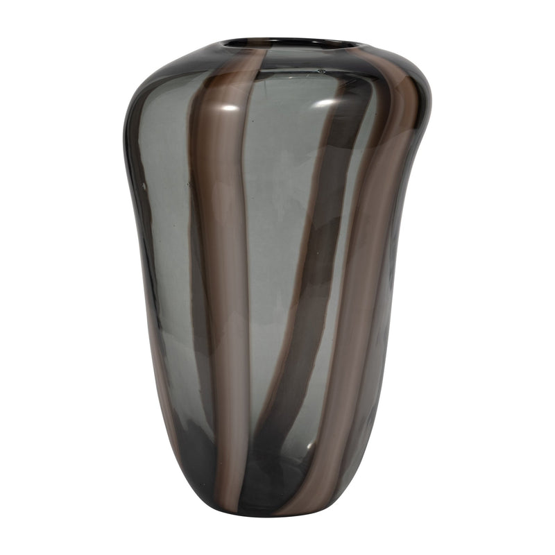 Bayle Small Brown Striped Glass Vase - Al Rugaib Furniture