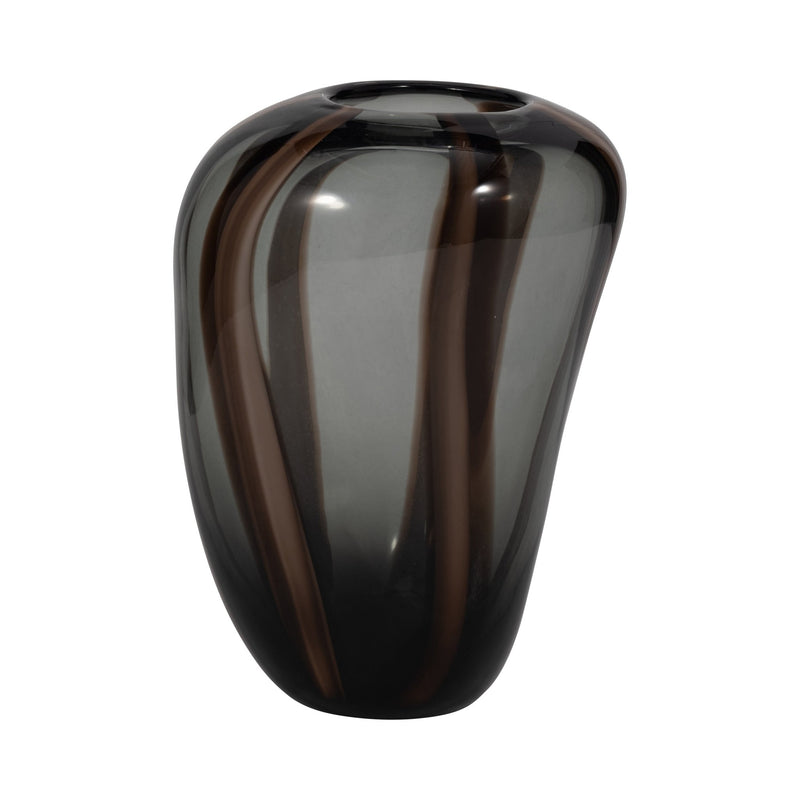 Bayle Small Brown Striped Glass Vase - Al Rugaib Furniture