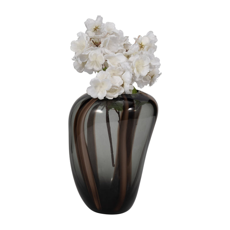 Bayle Small Brown Striped Glass Vase - Al Rugaib Furniture