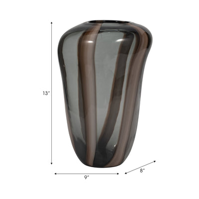 Bayle Small Brown Striped Glass Vase - Al Rugaib Furniture