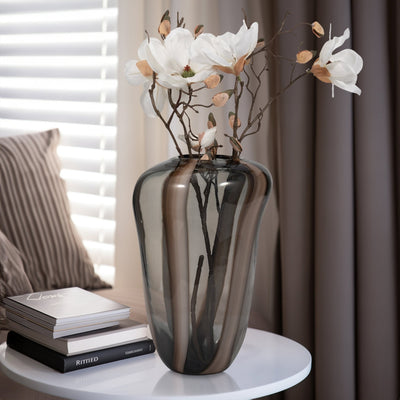 Bayle Small Brown Striped Glass Vase - Al Rugaib Furniture