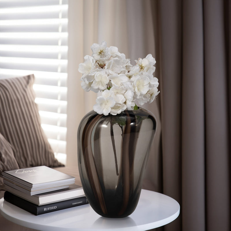 Bayle Small Brown Striped Glass Vase - Al Rugaib Furniture