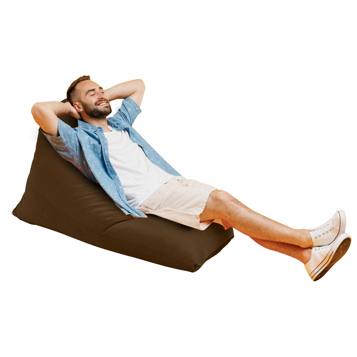 Ilkay Velvet Bean Bag Chair Brown Small