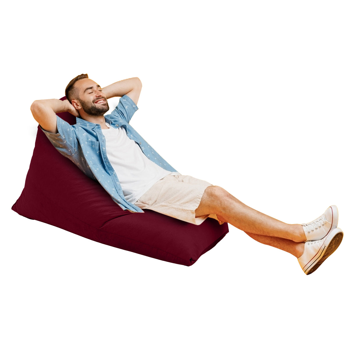 Ilkay Velvet Bean Bag Chair Burgundy Small