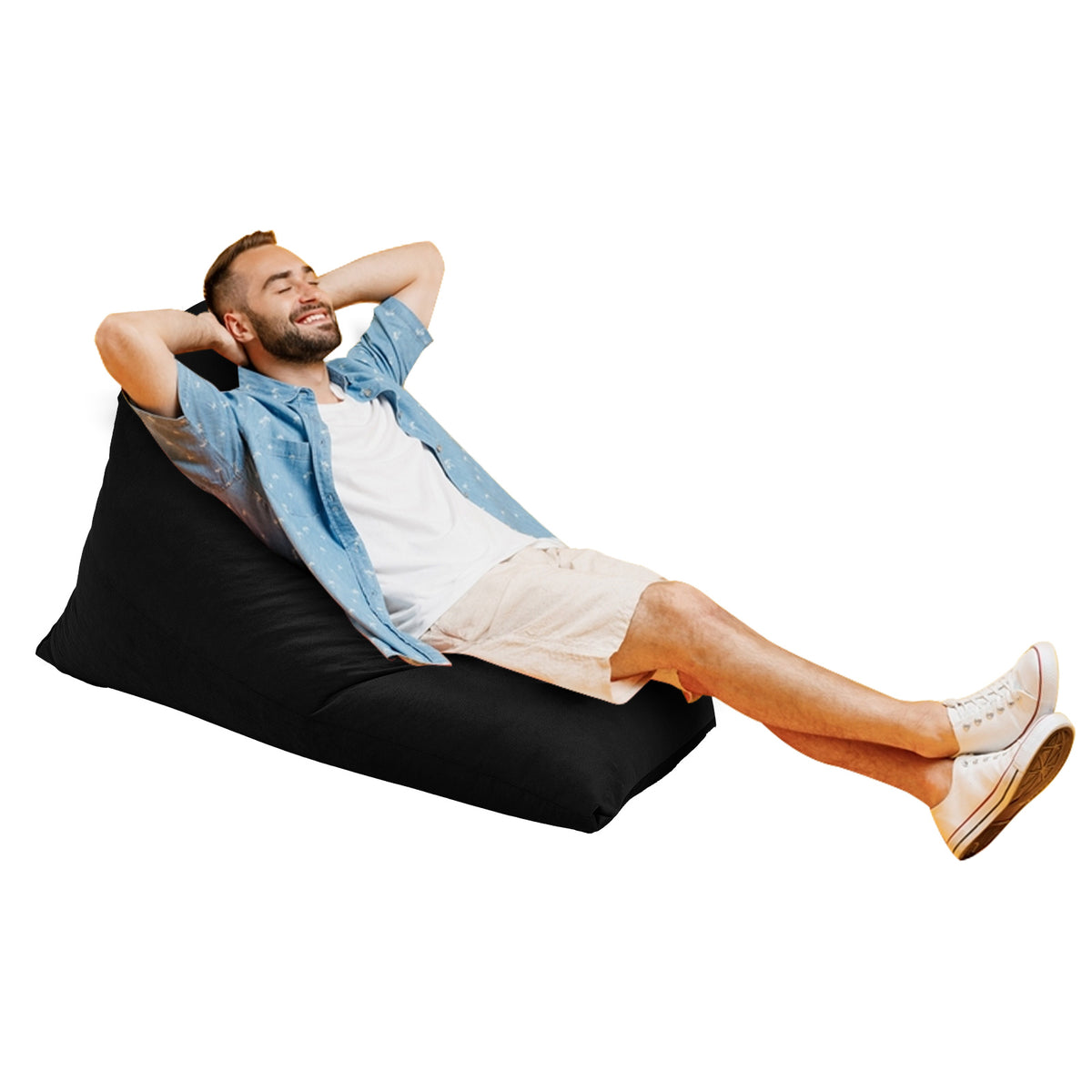 Ilkay Velvet Bean Bag Chair Black Small