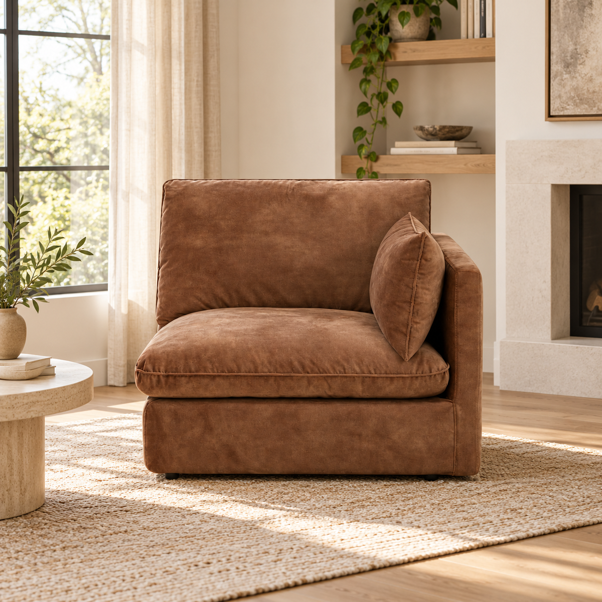 Bologna Brown 1.5 Seater With Right Arm