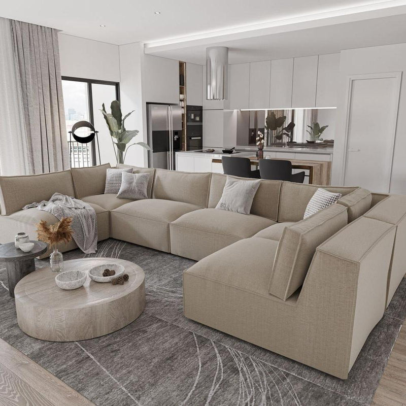 Royal | Cozy Corner L-Shape Sofa - Beige - 380x212x100x80 cm